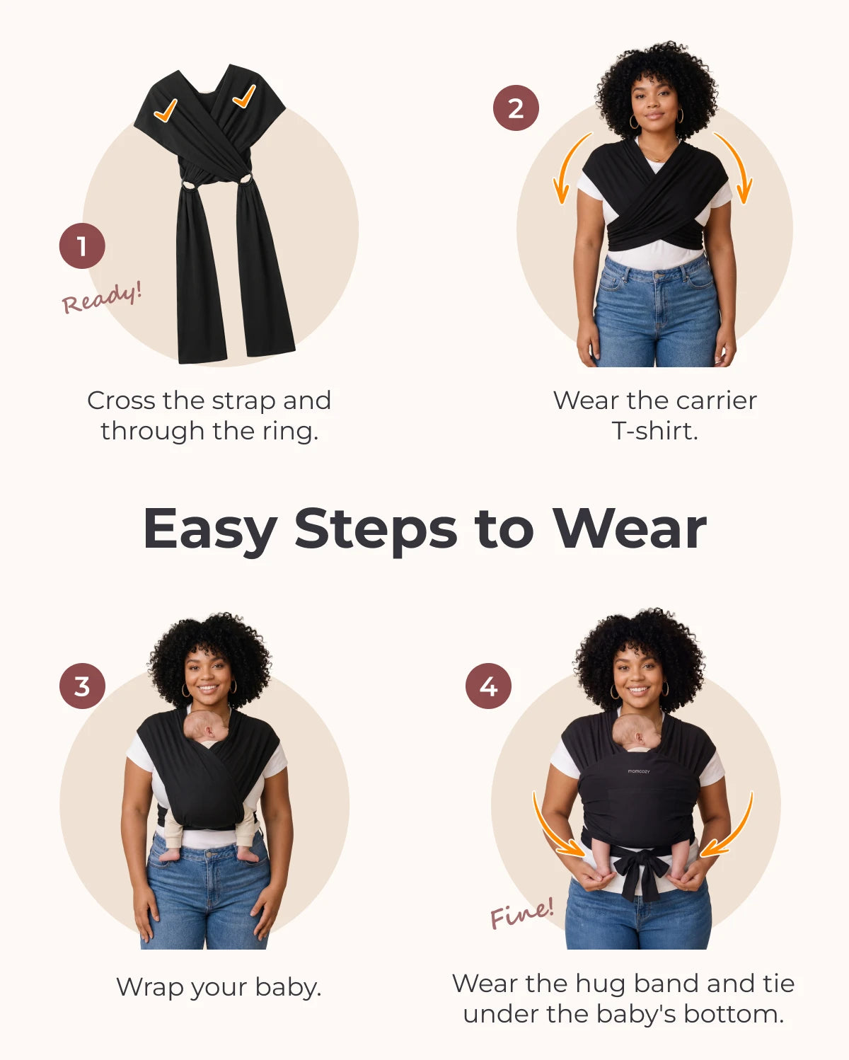 Easy to Wear Hands Free - Baby Wrap Carrier